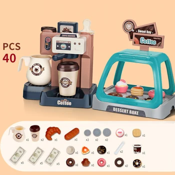 Hry detí Domu Vzdelávacích Hračiek, Mini detská Kuchyňa pokladne Potravín Model Simulácie kávovar Nakupovanie Nastaviť